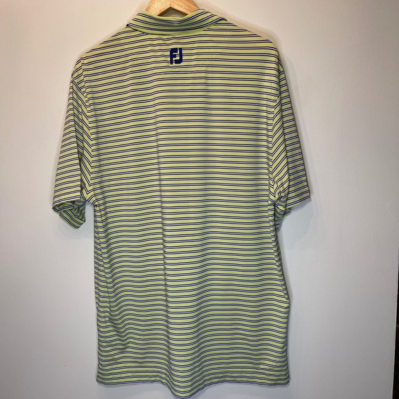 Footjoy FJ ProDry Pinstripe Golf Polo Shirt Men L Green Blue Short Sleeve Sport - Picture 2 of 8